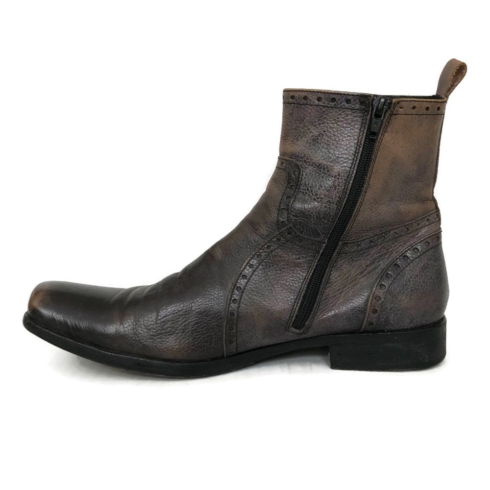 Vero Cuoio Blokes Ankle Boots Distressed Leather - Picture 5 of 8